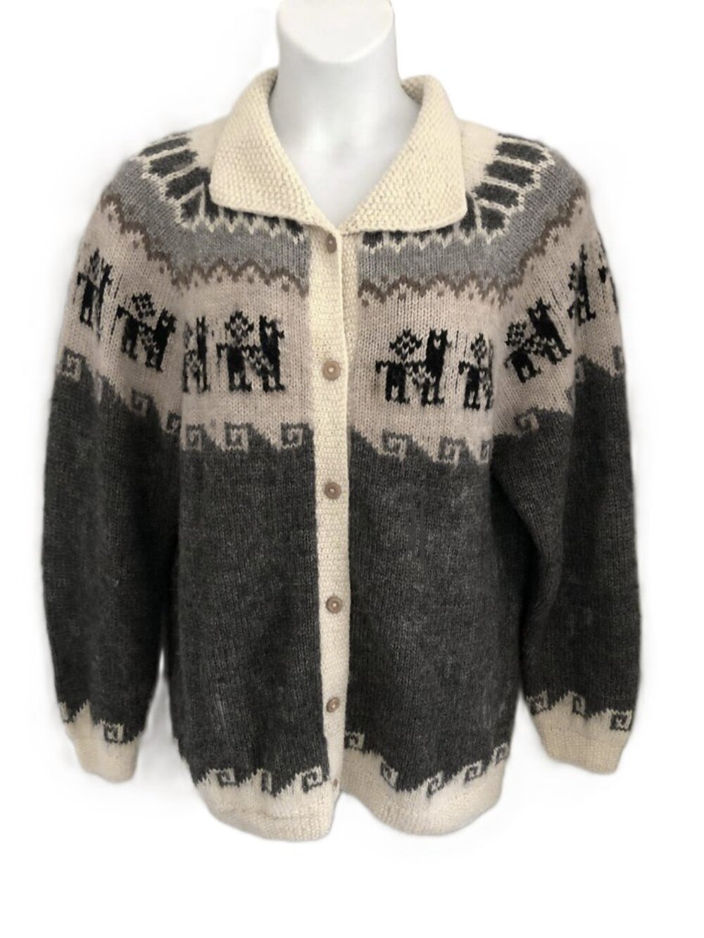 The Alpaca Connection Cardigan Sweater Handmade in Peru Women's Large